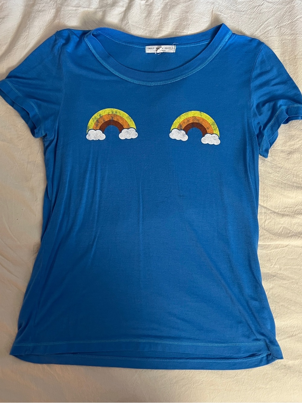 Super Soft Blue Rainbow Graphic Tee